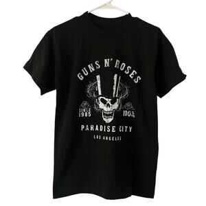 Guns N Roses Paradise City Skull Top Hat Black Band Slash T-Shirt S Small NWOT
